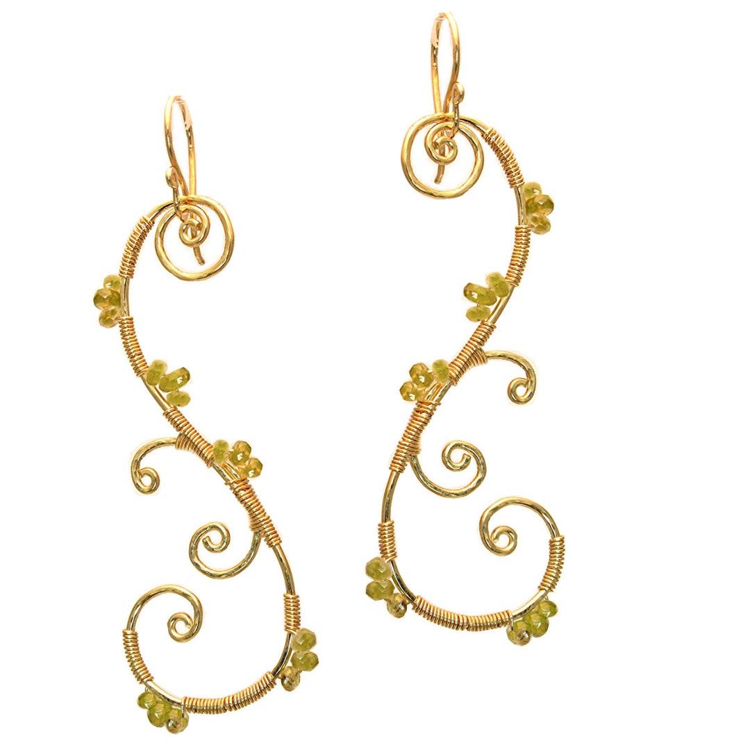 Hammered Scroll S Earrings With Choice of Stones Luxe Bijoux Etsy