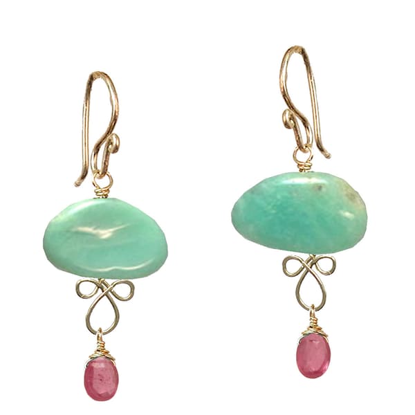 Chrysoprase and pink ruby earrings Victorian 124