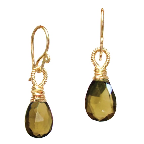 Sterling Silver with 14k Whiskey Quartz Earrings