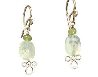 Prehnite and vessonite earrings Victorian 326