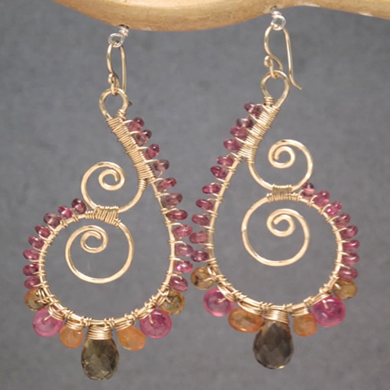 idocrase Luxe Bijoux 104 Hammered swirl hoops ruby mandarin garnet
