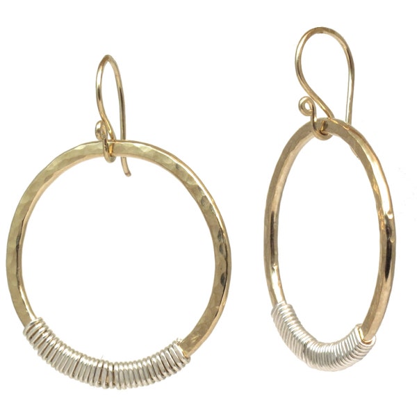 Hammered heavy gauge hoop earrings Nouveau 40