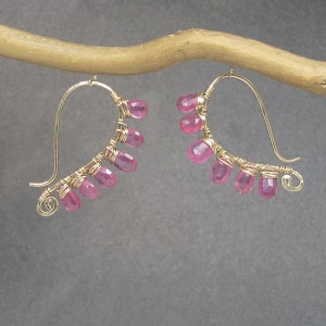 Hammered earrings wrapped with pink ruby Luxe Bijoux 5 image 2