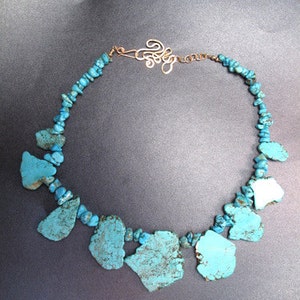 Large Turquoise Magnesite Chunks Necklace 315 image 2