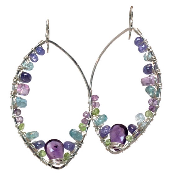 Peridot, Tanzanite, Apatite, Amethyst Marquise Shapes Luxe Bijoux