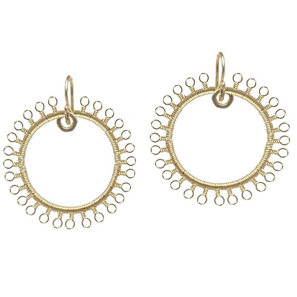Tiny loops wrapped around hammered circle hoops Kashmir 1