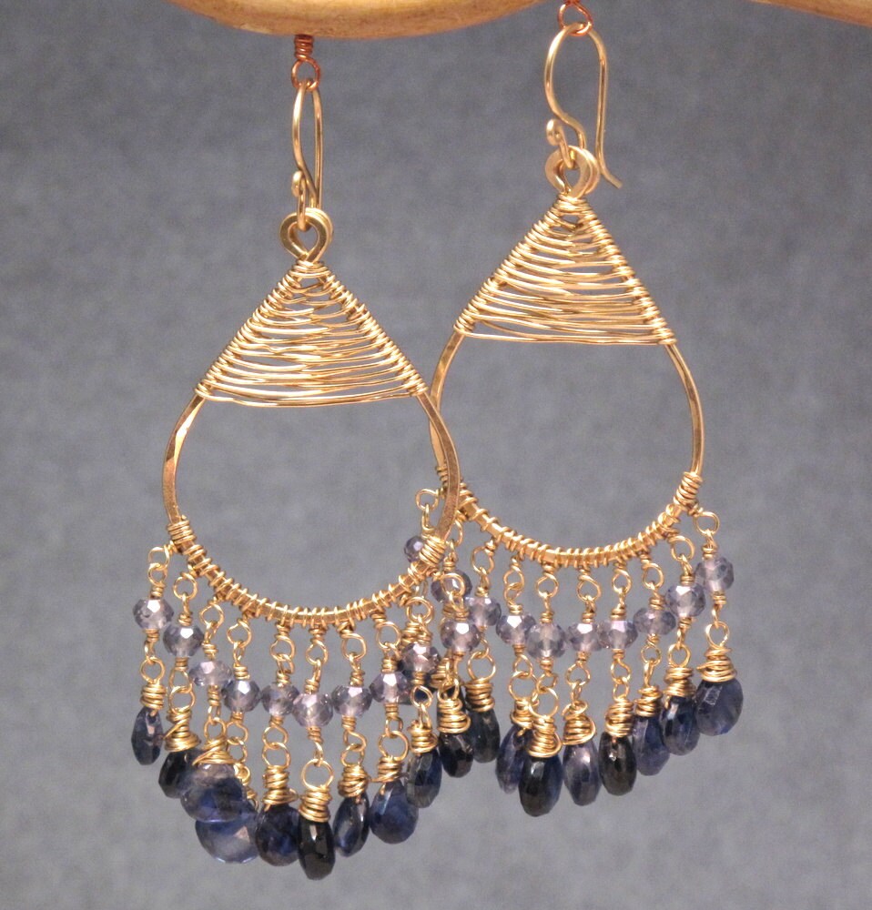 Chandelier Hoops With Blue Sapphire and Kyanite Kashmir 34 - Etsy