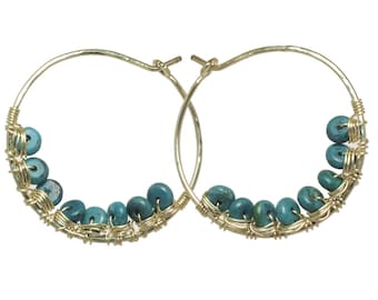 Hammered hoops with turquoise Cleopatra 87