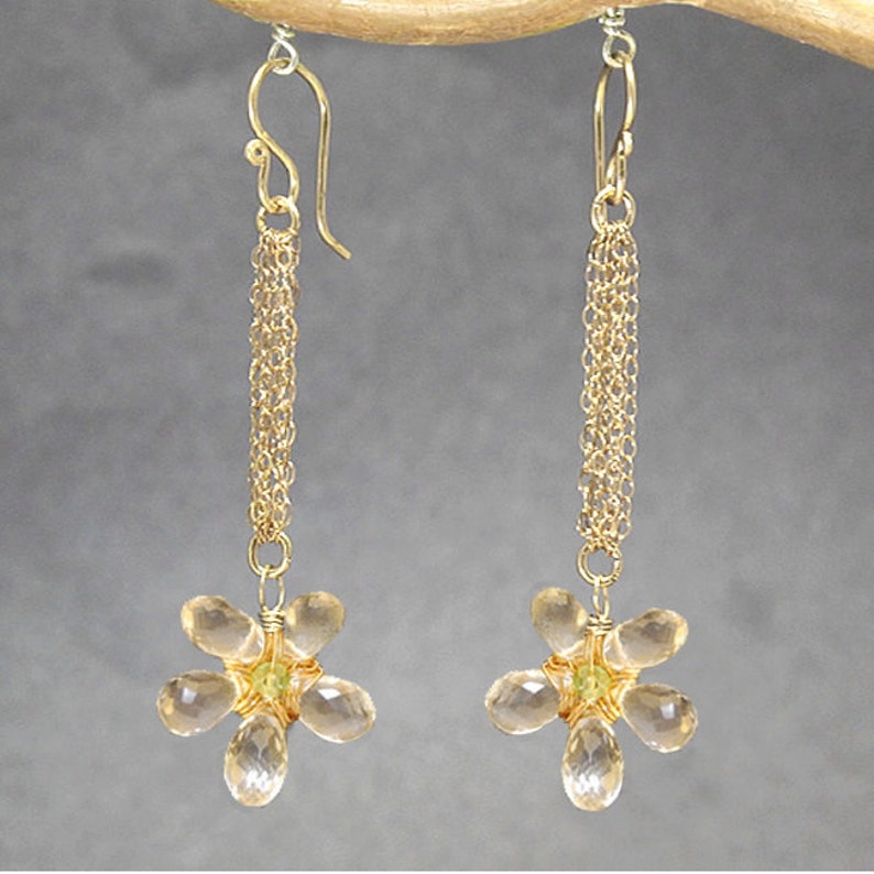 Green Amethyst Flower Earrings Venus 142