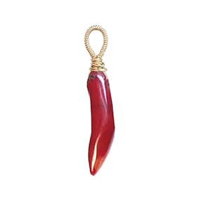 Red Coral Horn Charm Pendant