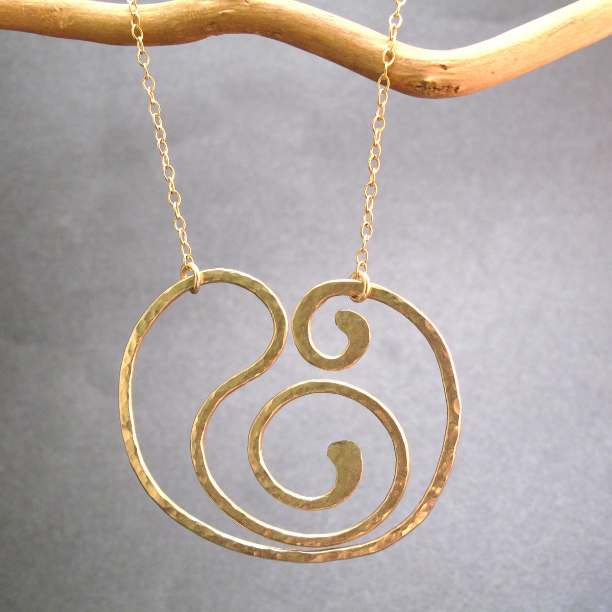 Hammered heavy gauge swirl shape Necklace 203 Etsy