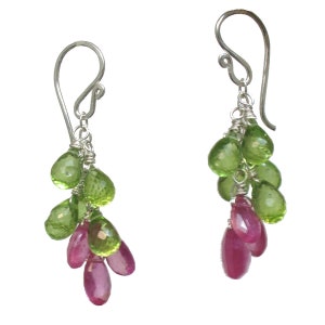 Vessonite and pink sapphire earrings   Princess 104