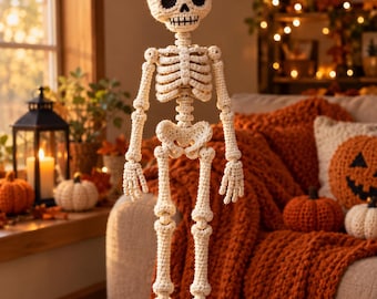 Crochet Skeleton Pattern PDF, Halloween Amigurumi, Hanging Spooky Decor, Instant Download