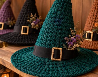 Crochet Witch Hat Pattern PDF, Halloween  Wizard Hat, Instant Download