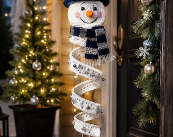 Spiral Snowman Crochet Pattern PDF | Christmas Door Hanger | Instant Download