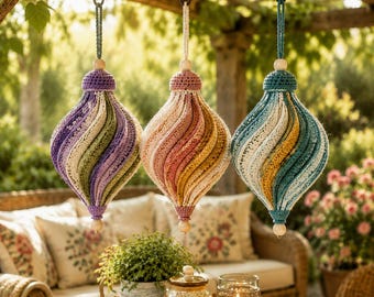 Crochet Hanging Ornament Pattern PDF | Spiral Christmas Decor | Beaded Ornament | Instant Download