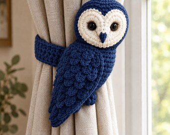 Crochet Owl Curtain Tieback Pattern PDF, Amigurumi Home Decor (Digital Download)