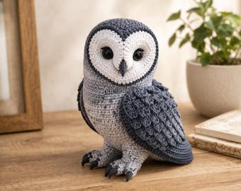 Realistische schuur PDF | Amigurumi uil pluche tutorial | Haakpatroon voor een bosvogel