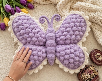 Crochet Butterfly Pillow Pattern PDF | Plush Butterfly Cushion