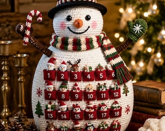 Crochet Snowman Advent Calendar Pattern PDF | 24 Pocket Christmas Countdown | Amigurumi Decor