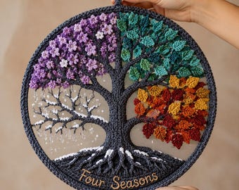 Four Seasons Crochet Wall Hanging Pattern | Tree of Life PDF | Boho Decor | Instant Download