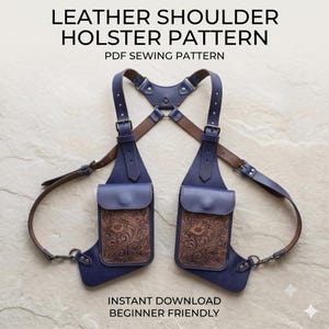 Leather Shoulder Holster Pattern - PDF Sewing Template for DIY Tactical Bag Steampunk Festival Accessory - Detailed Leather Crafting Guide
