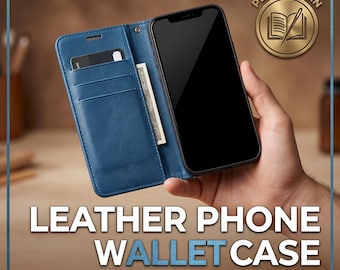 DIY leren telefoonhoesje met portemonnee-patroon (PDF), sjabloon voor telefoonhoesje, printbaar leerbewerkingspatroon