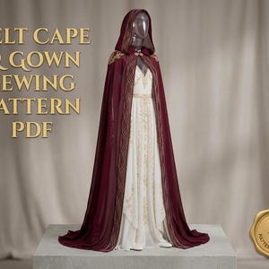 Belt Cape Sewing Pattern PDF Hooded Cape Gown Pattern Medieval Elven Cloak Sewing Pattern Romantic Bridal Cape Gown Pattern Instant Download