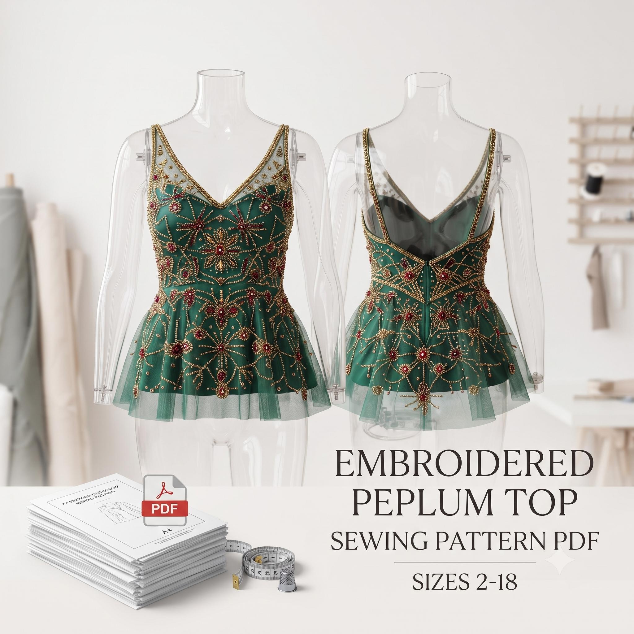 Embroidered Peplum Top - Etsy