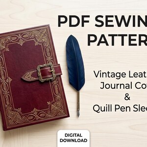 Art Deco Leather A6 Notebook Cover PDF Sewing Pattern - DIY Digital Download Template for Handcrafted Refillable Planner  Journal Stationery