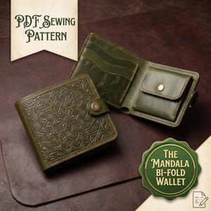 Leather Wallet Sewing Pattern PDF - Bifold Design DIY Craft Template for Beginners and Professionals - Instant Download Digital Leathe