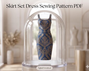 Skirt Set Sewing Pattern PDF, Two Piece Dress Pattern, Digital Sewing Template for Women, DIY Summer Outfit, Printable PDF Pattern for Appar