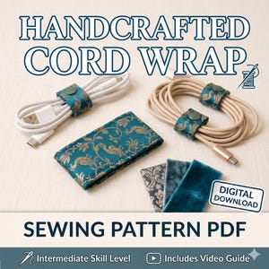 Cord Organizer Sewing Pattern PDF - Easy DIY Leather Cable Holder Tutorial - Minimalist Desk Cord Keeper - Instant Download Handmade Project