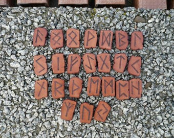 Handmade Leather Elder Futhark Runes | Italian Veg Tan, Pyrography Divination Set