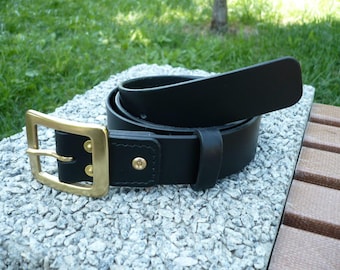 Handcrafted Italian Veg Tan Leather Belt | Solid Brass Buckle, 1.5 Inch Wide