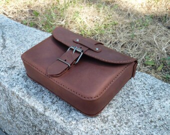 Leather Belt Pouch | Crazy Horse Waist Bag | Whiskey Brown Hip Holster | Mens EDC Travel Case | Vintage Leather Belt Loop Bag