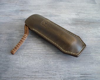 Leather Knife Sheath for Victorinox 84-91mm | EDC Belt Slip Case | Crazy Horse Leather Folding Knife Pouch | Gift for Men
