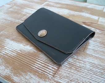 Handmade Chocolate Brown Leather Travel Wallet | South Africa Coin Snaps, Crust Leather Organizer
