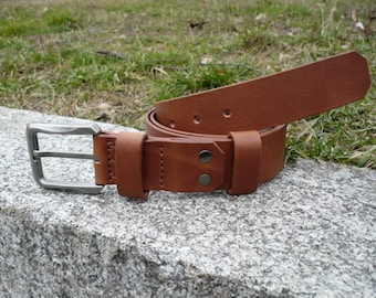 Handmade Italian Veg Tan Leather Belt | Walnut Brown, Adjustable Everyday Wear