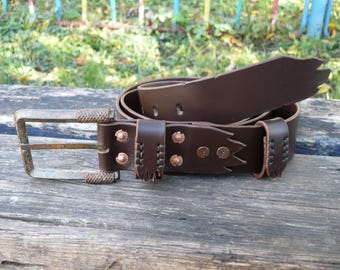 Handmade Italian Veg Tan Leather Belt | Rustic French Buckle, 40mm Width