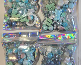 Aqua green blue beads mix