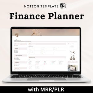 Notion Finance Tracker | Digital Budget Planner 2026 | Expense & Income Dashboard | Minimalist Personal Finance Organizer | MRR PLR Resell