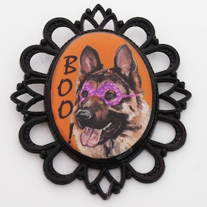Halloween German Shepherd Dog Original Art Brooch