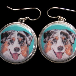 Australian Shepherd Original Art Earrings