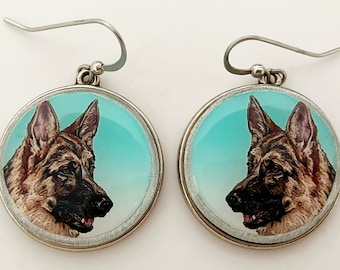 German Shepherd Dog Breed Original Art Earrings