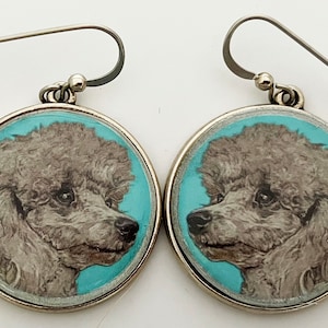 Poodle Dog Breed Original Art Earrings