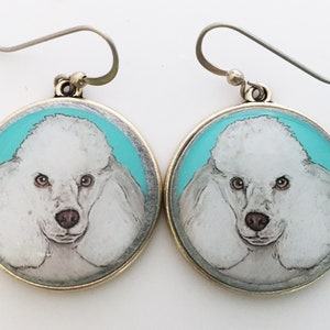 Poodle Dog Original Art Earrings
