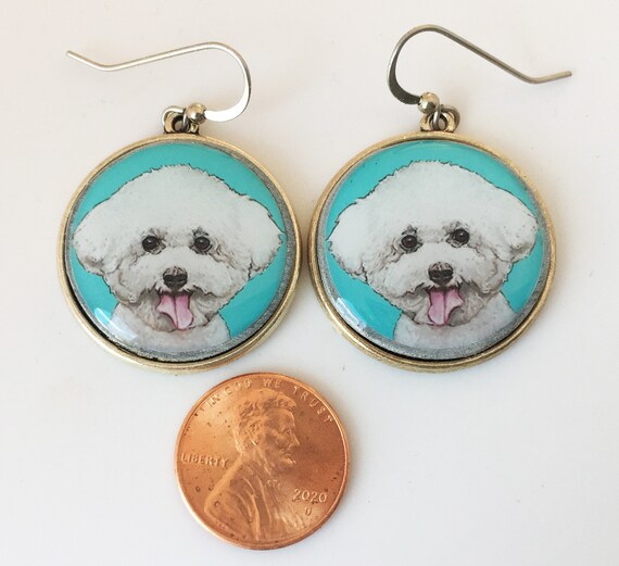 Bichon frise earrings sale