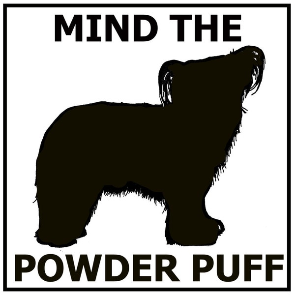 Mind the Chinese Crested Powder Puff ceramic door/gate sign tile