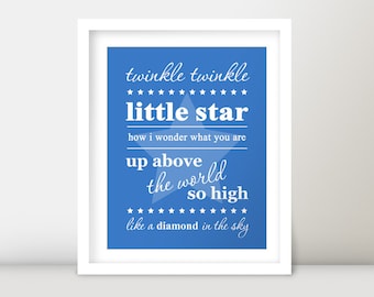 Children Bedroom Decor Nursery Rhyme Twinkle Twinkle Little Star How I Wonder What You Are Baby Typography Word Art - DIY Digital Print